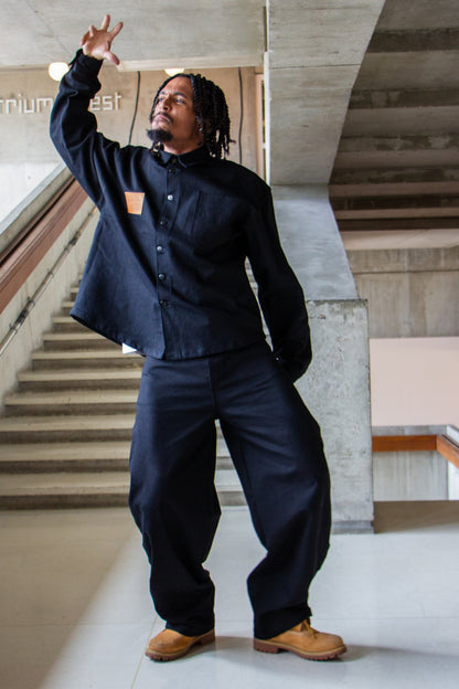 PANTALON EN JEAN BALLON NOIR