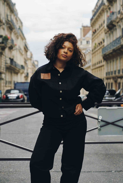 VESTE EN JEAN CROPPED NOIR