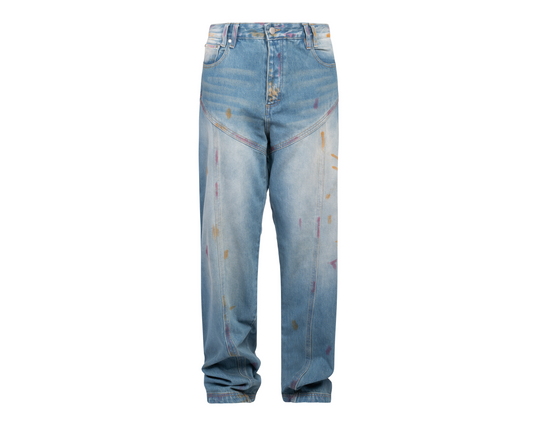 Ifrane baggy jeans - painted dirty washed jeans